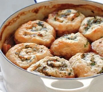 Beef stew with horseradish dumplings