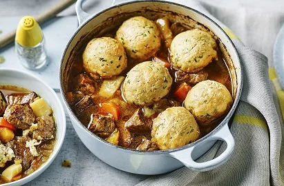 Chicken casserole with herby dumplings
