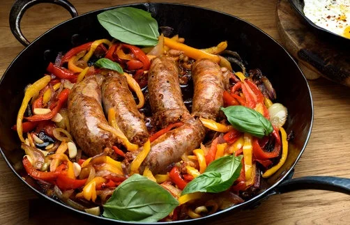 Pan fried Sausage and Peppers Dumplings Recipe