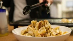 Fried frozen dumplings